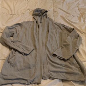 Barefoot Dreams women's Gray Hooded open Cardigan